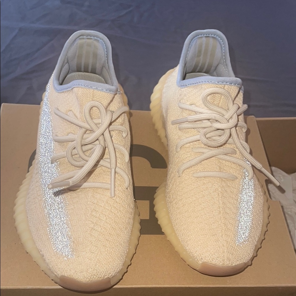 Beige and Silver Yeezy Sneakers